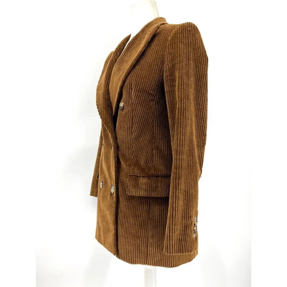 Wilfred Aritzia Women's Brown Double Breasted Corduroy Jacket‎ Blazer (2)